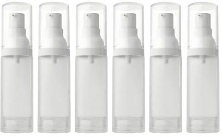 6PCS 30ml/1oz Empty Frosted Clear Airless Cosmetic Lotion Pump Bottles Refillable Travel Makeup Cream Foundation Container Dispenser Storage Vials for Liquid foundation Essential oil Shampoo