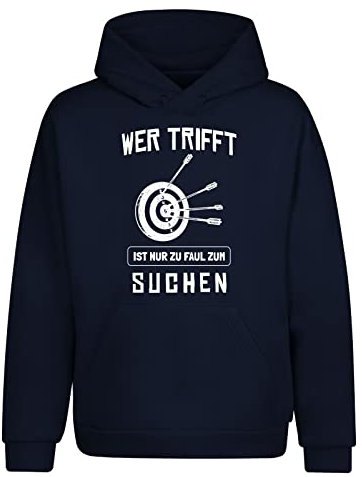 tshirtladen Bogensport Wer Trifft Ist Nur Zu Faul Zum Suchen Hoodie Unisex, Farbe: Navy, Größe: XXX-Large