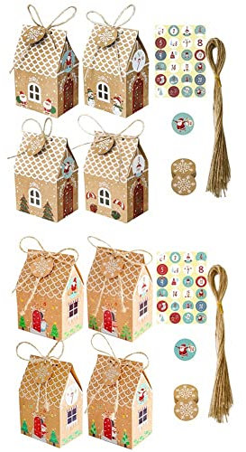 Ghulumn Kalender-Lebkuchen-Geschenkbox, Weihnachts-Leckerli-Geschenkbox, mit Geschenkanhänger, Aufkleber, Countdown, Weihnachten