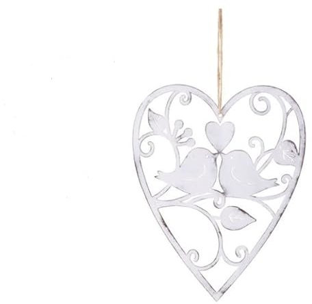 Hänger Turteltauben Metall 18x15cm weiss Hochzeitsdeko Tauben Hochzeit Taube Raumdekoration Anhänger Mobile Hochzeitsdeko Valentinstag Muttertag Liebe Hänger Herzhänger