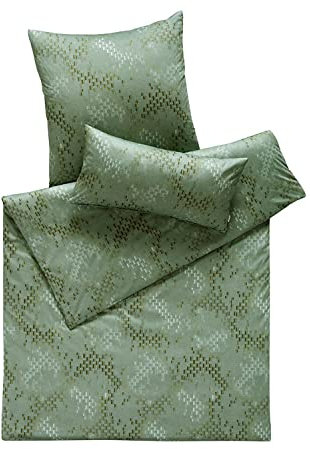 ESTELLA | Bettwäsche Otis | Mako-Interlock-Jersey | 155x220 + 80x80 | Verde | bügelfreie Qualität | pflegeleicht und trocknerfest | ideales Vier-Jahreszeiten-Heimtextil | 100% Baumwolle