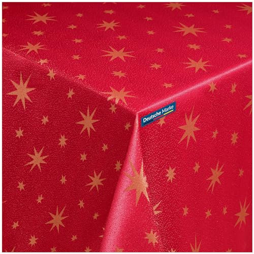 TEXMAXX® Weihnachtstischdecke - 130 x 260 cm/Tischdecke Weihnachten Stoff/Weihnachten Tischdecke Stoff/Weihnachtstischtuch/Tischdecke Rot/Gold