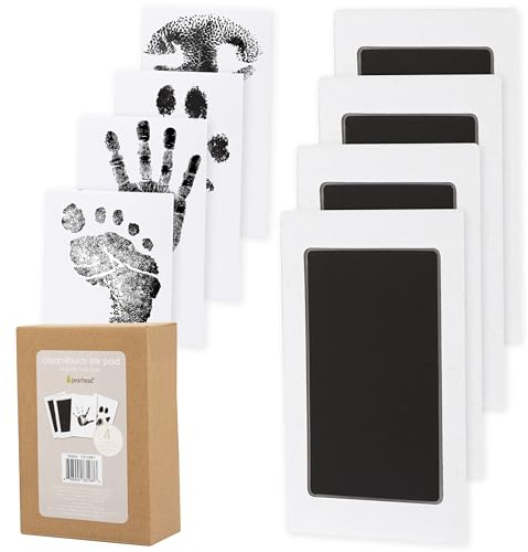 Pearhead 4-Pack Clean-Touch Ink Pad Kit, Mess-Free Inkless Hand and Footprint, Baby Foot Printing or Cat and Dog Paw Print, Suitable for Babies and Pets