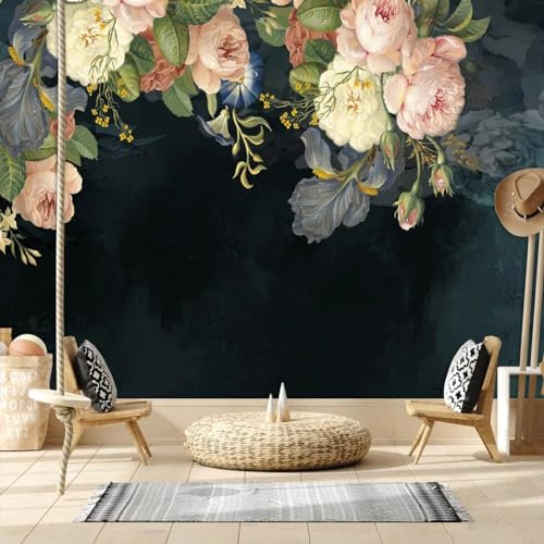 KoKoty Fototapete 3D Effekt farbenfrohe Blumen-250 x 200 cm-Seide Tapeten XXL Moderne Wandtapete Wohnzimmer Schlafzimmer schmücken