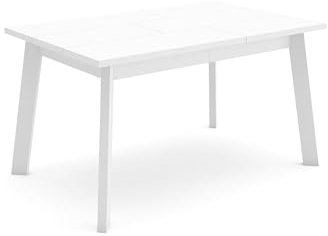 Skraut Home | Esszimmertisch | Küchentisch, Esstisch | 140 | Für 6 Gäste | Hölzerne Beine | Moderner Stil | Weiß
