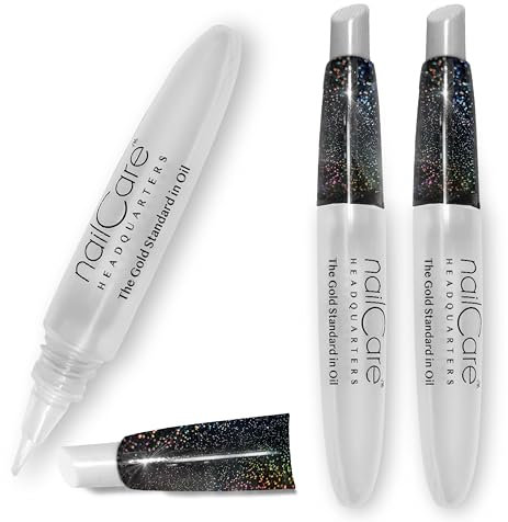 Nail Care Headquarters Refillable Holographic Cuticle Oil Pen for Nails - Empty Holo Squeeze Nail Oil Pen with Brush from by Bliss Kiss 3-Pack