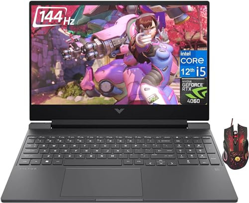 HP 2024 Victus Gaming Laptop, écran FHD 15,6 144 Hz Intel Core i5-12500H (jusqu'à 4,50 GHz), GeForce RTX 4060, 32 Go RAM, 2 To SSD, Clavier rétroéclairé, WiFi 6, Windows 11 Home, avec souris