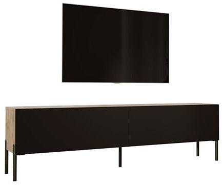 3E 3xE living.com TV- Schrank in Wotan Eiche/Schwarz Matt mit Beinen in Schwarz, A: B: 170 cm, H: 52 cm, T: 32 cm