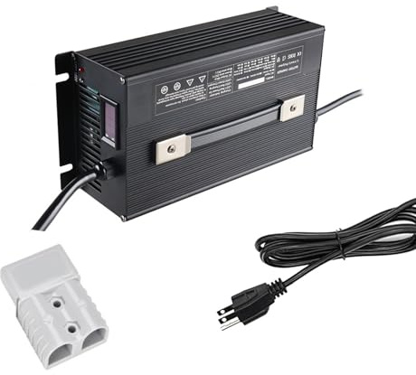 LVUNZJCA Chargeurs De Batteries Au Plomb,Chargeur De Batterie 12V/24V/36V/48V/60V/72V,Chargeur Portatif Intelligent 1500W,pour Chariot Élévateur Électrique,Voiturette De Golf,Noir,72V 15A