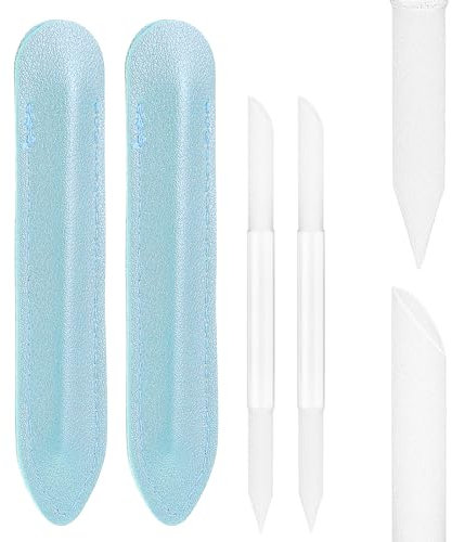 Qianyu Lima per unghie in vetro, 2 pezzi, rotonda su entrambi i lati, per manicure, per cuticole, per nail art e nail art