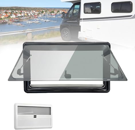 Finestra esterna per camper, roulotte, finestra di esposizione, camper con spinta integrata e zanzariera per tutti i tipi di veicoli (1000 x 600 mm)
