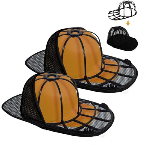 ROELLY Baseballkappen Cap Washer, 2-Teiliger Abnehmbarer Basecap Waschgestell, Cap Halterung und Schutzhülle 2-In-1, für Waschmaschine und Spülmaschine (Schwarz)