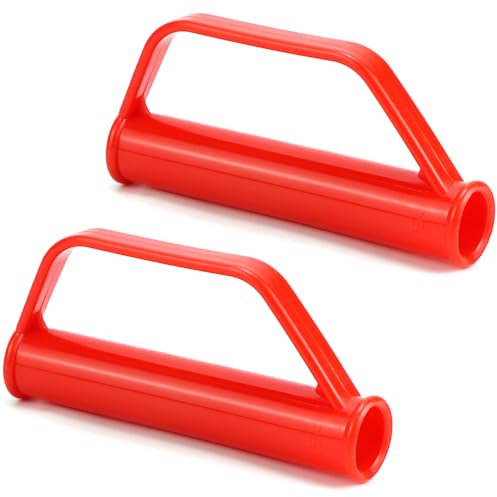 QWORK® 2 Stück 25 mm Sicherheitsgriffe für Sackkarren Transportkarre - Ersatzgriffe mit Anstoßschutz - Rote Stapelkarren Griffe