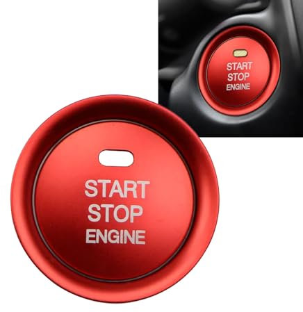 Youzzei Mazda Start Stop Knopf Abdeckung, Auto Motor Start Stop Knopf für Mazda 3 Axela Mazda 6 Atenza CX-3 CX-4 CX-5 CX-8 MX-5 Startknopf Abdeckung, Verbessert Aluminiumlegierung Dekor - Rot