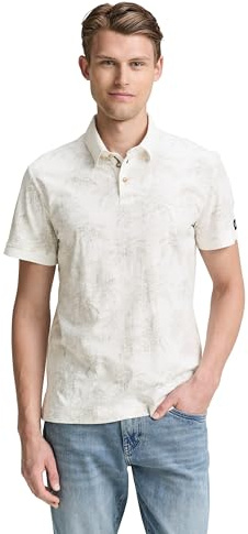 TOM TAILOR Herren 1046775 Poloshirt, 37971-Off White Stripe Palm Design, XXL