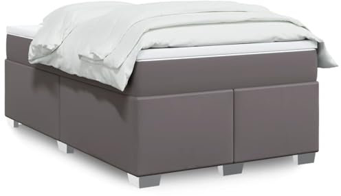 qohoio Boxspringbett mit Matratze Grau 120x190 cm KunstLED Bett Mit Bettkasten Boxspringbett