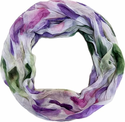 Jeamis Kreis Seide Loop Farbverlauf Frühling Rundschal Rainbow Unisex Sommer Leicht Schal Stola Dots (DotsH Lila)