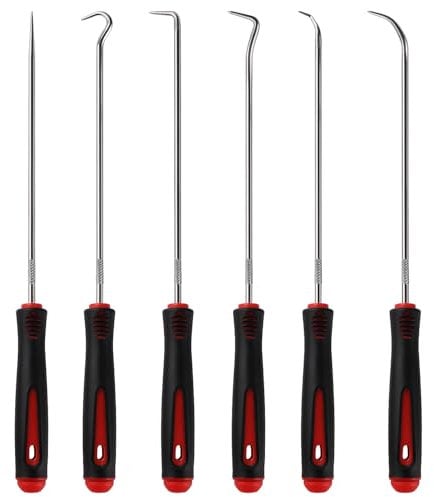 YIXISI 6 Piezas 24cm Juego de Púas y Ganchos, Juego de Ganzúas y Ganchos de Precisión, Gancho de Selección de Precisión, Extractor de Anillo Tórico, para Quitar Mangueras y Juntas, Caucho