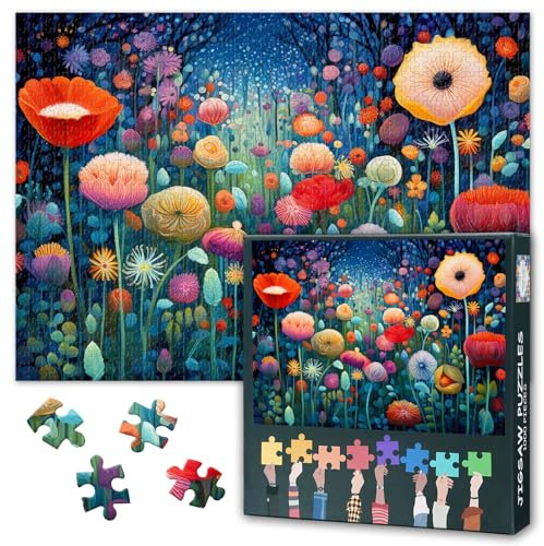 Jigsaw Puzzles 1000 Pieces for Adults Vibrant Flowers 1000 Piece Puzzle for Adults Floral Fantasy Dreamy Blooming Garden Jigsaw Puzzles Impossible Puzzle Kit - 28 x 20