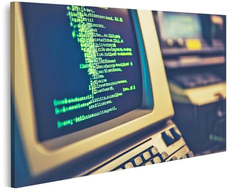 islandburner Bild auf Leinwand Vintage Computer mit Programmiercode für Arbeitszimmer Computerfreaks Technikladen Bilder Wandbilder Poster