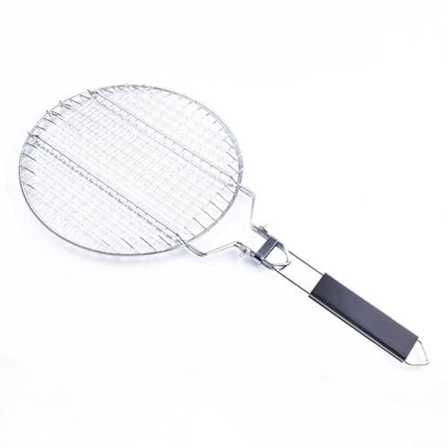 MeevrgR Panier de barbecue en acier inoxydable – Grille ronde verrouillable de 55 cm avec poignée amovible