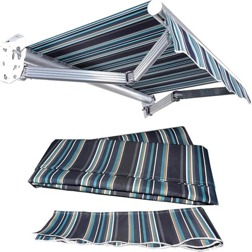 Replacement Cloth For Retractable Awning, 8ft 10ft 12ft 16ft 20ft Outdoor Awning Fabric Replacement Top Cover, Patio Yard Deck Sunshade Canopy Waterproof Anti-UV Canvas(Blue,3.5x2.5m/12x8ft)