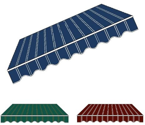 GFYHTN Manuell Einziehbarer Markisenstoff, Klemmmarkise Canvas, wasserdichte Polyester Markisentuch2/2.5/3/4/5/6m, Markisenabdeckung Mit Volant(Blue Stripe,13x6.5ft/4x2m)