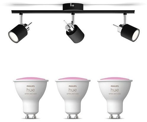 Philips Hue Meranti Aufbaustrahler (Schwarz) - 3-Flammig - Weiß/Farbe | Deckenstrahler - GU10 - Hue White and Color Ambiance
