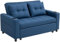 HOMCOM 2 Seater Sofa Bed, Convertible Pull Out Sofa Bed with Adjustable Backrest, Cup Holders and Pillows, Click Clack Settee for Living Room, Bedroom, Guest Room, Dark Blue