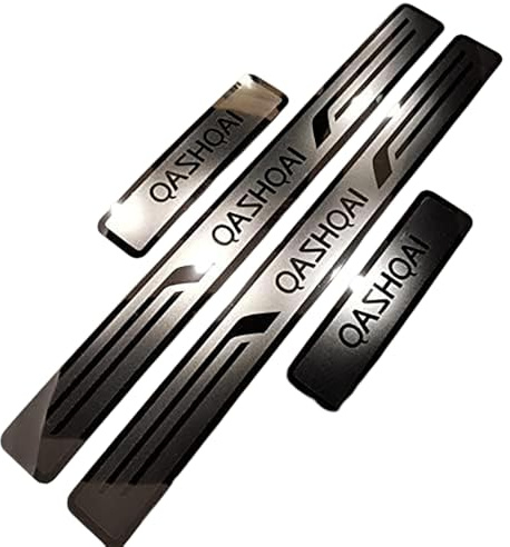 XUNJIE Car Door Sill Kick Plates for QASHQAI J10 J11 2008-2022, Stainless Steel Car Door Sill Protector Strips, Scratch Resistant Kick Plate Guard Protectors Styling Accessories