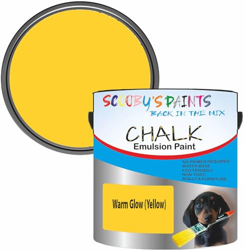 Scooby's Paints Chalk Emulsion Paint, Water-Based, No Primer Required, 250ml, For Walls and Furniture (Warm Glow (Yellow))