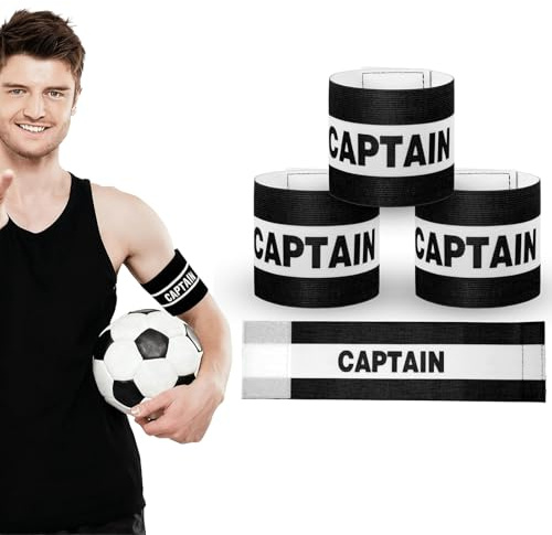 AABDTYYD 3 Stücke Kapitänsbinde Schwarz, Captain Armband Adjustable für Fußball Rugby Basketball, Atmungsaktiv Sport Kapitänsbinde Kinder und Herren, Ideal für Jugendliche und Erwachsene (Schwarz)