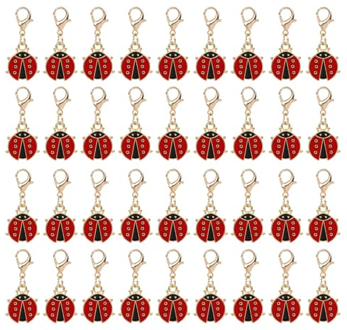 Kotkiddy 36pcs red Klein Marienkäfer Anhänger Glückbringer Schlüsselanhänger Abschluss Prüfung Silvester Weihnachten Neujahr Geschenk Adventskalender Füllung Geschenkanhänger