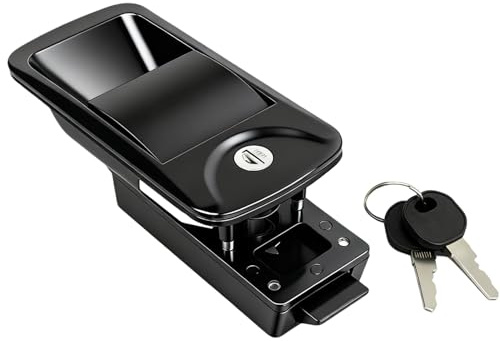 TOOSOAR Serrure de Porte de Camping-Car,Serrure de Porte de Caravane avec Clés,en Alliage de Zinc Noir,pour Caravane,Remorque,Camping-Car,Voiture de Patrouille