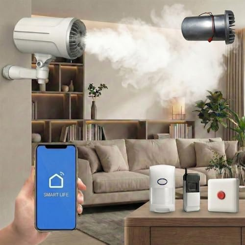 Générateur de Brouillard Anti-cambriolage sécurité Anti-Intrusion sans ABONNEMENT, Compatible SmartLife/Tuya, Diffusion Rapide pour Maison et Commerce, jusqu'à 100 m³.