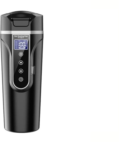 Tasse à eau électrique de voiture à affichage numérique, 500 ml, bouilloire de voyage en acier inoxydable 304 avec contrôle à 4 températures et design anti-fuite, pour véhicules 12 V/24 V