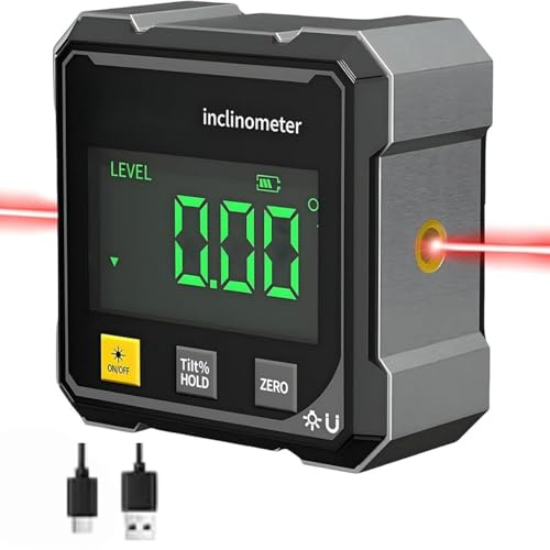Luminis Precision X1 Wasserwaage Digitaler,5-in-1 Laser-Präzisionswerkzeug, Digitaler Winkelmesser mit LCD-Anzeige und 4-seitiger Magnetbefestigung, IP54 wasserdicht, geeignet für Bau und Holzarbeiten