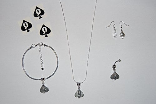 Queen Of Spades Euro Necklace Anklet Chain Ankle Bracelet Earrings Naval Belly Button Piercing Tattoos Full Hotwife Jewellery Set Style 3 - Sexy Jewels