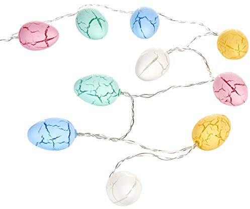Northpoint LED Ostereier Oster Lichterkette 10 Warmweiße Leuchtostereier Ostern Batteriebetrieben 175cm Timerfunktion Frühlingsdekoration Osterdekoration