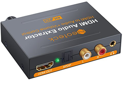 Neoteck 4K HDMI Audio Extractor con Volumen Ajustable HDMI a Óptical SPDIF Toslink + R/L (RCA) + 3.5mm Audio Estéreo Convertidor Para Blu-ray DVD Player One SKY HD Box PS3 PS4