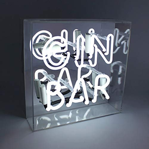 Acrylic Box Neon - Gin Bar (Real Handmade Glass Neon in Glossy Acrylic Box)