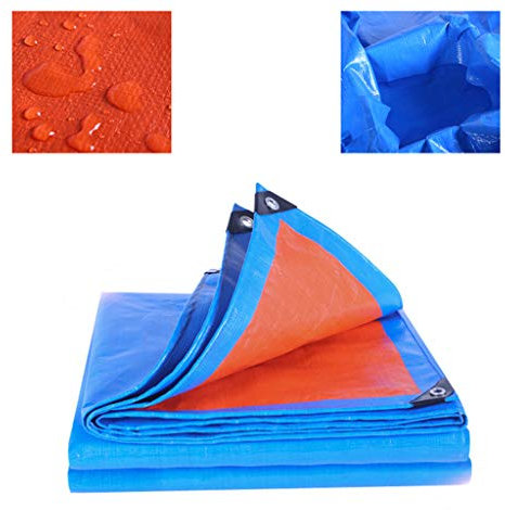 WFDLIU Blau-Orange Premium Gewebeplane Abdeckplane Schutzplane Bootsplane wasserdichte Plane PE-Plane Verdickung/Beschattung/Frostschutz/Schwere Plane, 170G/㎡,8X15M(26.24X49.21ft)