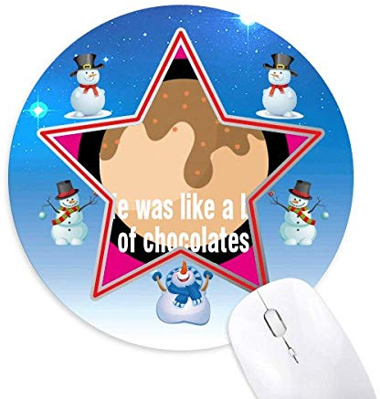 Das Leben war wie eine Schachtel Schokolade Schneemann Maus Pad Round Star Mat