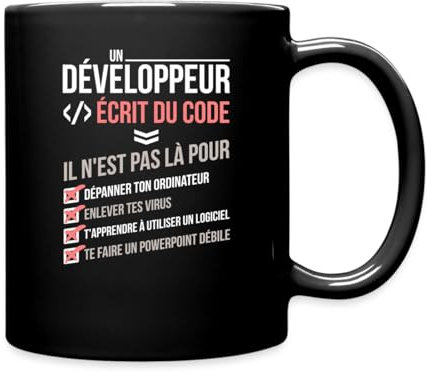 Spreadshirt Un Développeur Écrit Du Code Tasse Mug, taille unique, noir