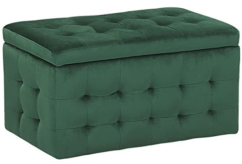 Hocker mit Stauraum Deckel Samt grün Bettbank Truhe Fußhocker Modern Michigan