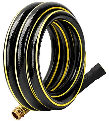 Solution4Patio - Manguera de jardín corta de 1,9 cm x 3 m, sin fugas, accesorios de latón macizo macho/hembra para ablandador de agua, deshumidificador, filtro de agua de vehículo, negro #G-H165B24-CA