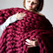 YUANP Gestrickte Strick Grobstrick Decke，Chunky Wolle Strickdecke Groß Grob Gestrickte Decke Yarn Grau Blanket Felldecke Dicke Kuscheldecke Plaid Wohndecke,Rosered-130 * 170