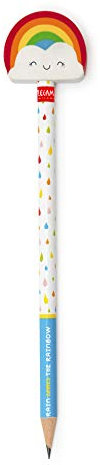 Legami - Bleistift mit Radiergummi, After Rain Comes the Rainbow, 0,7 x 19 cm, Mine HB, Variante Rainbow, präzise Strichstärke, zum Zeichnen und Schreiben