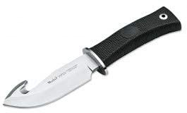 MUELA - VIPER-11G. Cuchillo de Caza Muela. Mango de goma negro. Hoja: 11 cm. Funda de cuero. Herramienta para Caza, Pesca, Camping, Outdoor, Supervivencia y Bushcraft