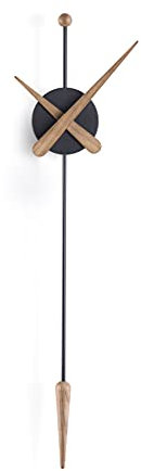 NOMON Design-Wanduhr, Ø28 x 63 cm Länge, Spitze, Schwarz, Eiche, 63, Design: